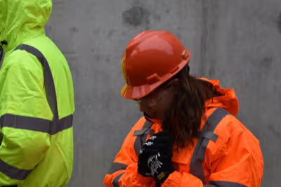 Woman in hard hat